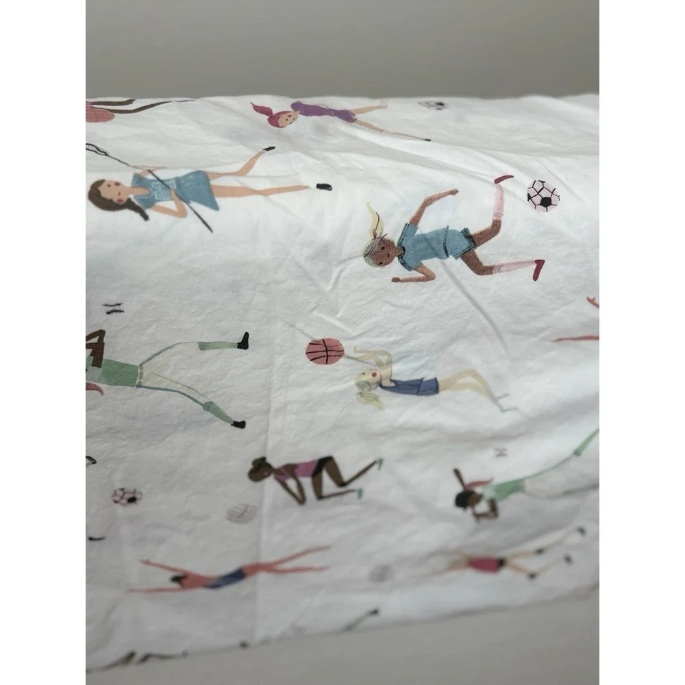 Pottery Barn Kids girls SPORTS   Print Set‎ of 2 Standard Pillow Cases Pink Blue